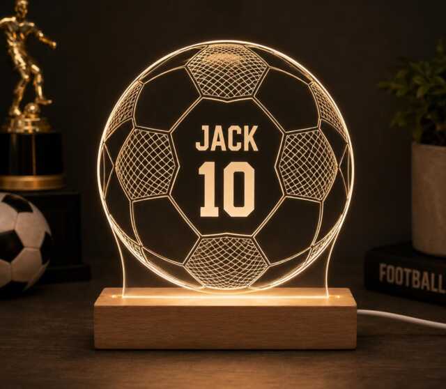 Personalised Football Led Lamp - Custom Name, Number, Soccer Night Light - image 1