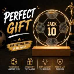 Personalised Football Led Lamp - Custom Name, Number, Soccer Night Light - thumbnail 3