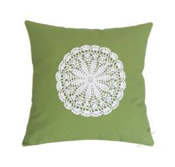 Avocado Green Doily Decorative Throw Pillow Cover/Case Cushion Cotton 20x20 - thumbnail 1