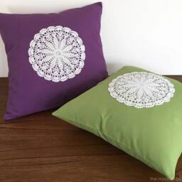 Avocado Green Doily Decorative Throw Pillow Cover/Case Cushion Cotton 20x20 - thumbnail 2