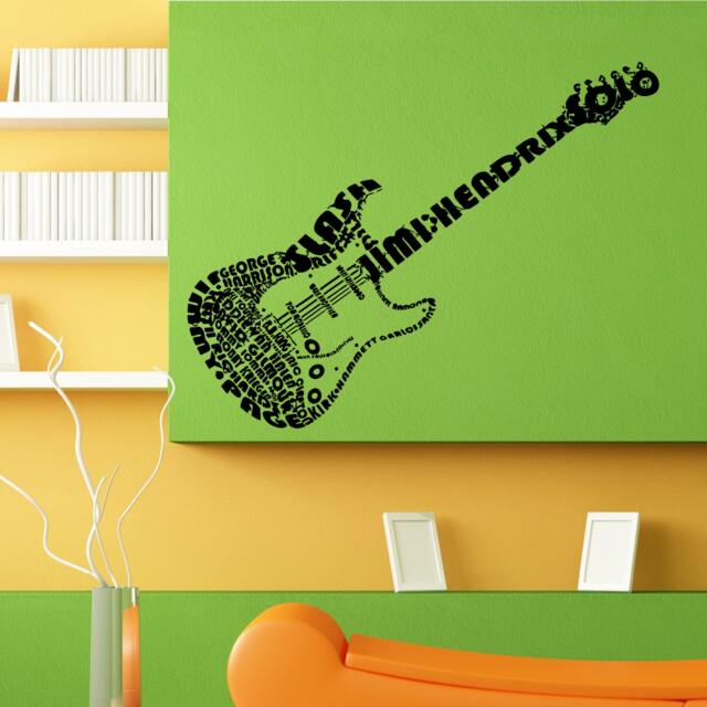 Famous Guitar Musical Instrument Wall Sticker Vinyl Mural Decal Home House Apartment Art Decor Free Shipping L064 - image 1