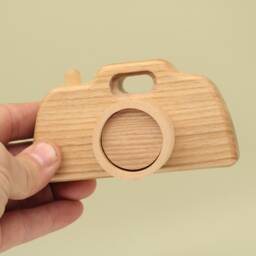 Handmade Wooden Toy Camera - Eco-Friendly, Montessori Inspired Baby Gift - thumbnail 1