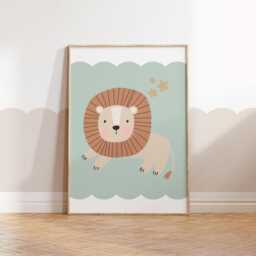 Safari Lion Nursery Print Sage Green Boho Wall Art - thumbnail 3