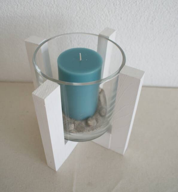 Lantern, Candle in Glass - White - image 1