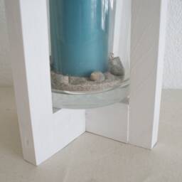 Lantern, Candle in Glass - White - thumbnail 2