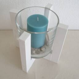 Lantern, Candle in Glass - White - thumbnail 3