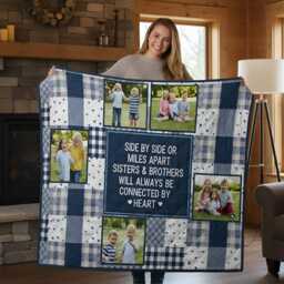 Custom Photo Sisters & Brothers Quilt Blanket Gift For Siblings - thumbnail 3