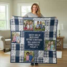 Custom Photo Sisters & Brothers Quilt Blanket Gift For Siblings - thumbnail 1