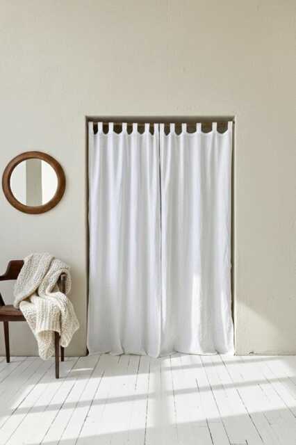 Handmade Tab Top Linen Curtains - Natural Curtain Panel Custom Size Semi Sheer Drapes Rustic Boho Farmhouse Window Decor - image 1
