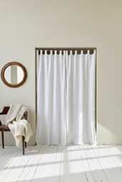 Handmade Tab Top Linen Curtains - Natural Curtain Panel Custom Size Semi Sheer Drapes Rustic Boho Farmhouse Window Decor - thumbnail 1