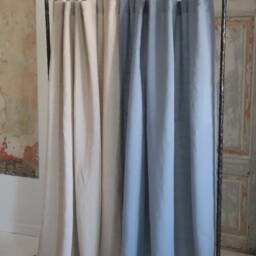 Handmade Tab Top Linen Curtains - Natural Curtain Panel Custom Size Semi Sheer Drapes Rustic Boho Farmhouse Window Decor - thumbnail 2