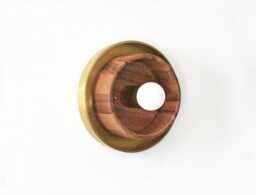 Flush Mount Mid Century Modern Brass & Acacia Wood Sconce Light Fixture Wooden Kitchen Foyer