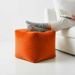 Plush Velvet Pumpkin Ottoman Orange Beanbag Footstool Pouf - thumbnail 2