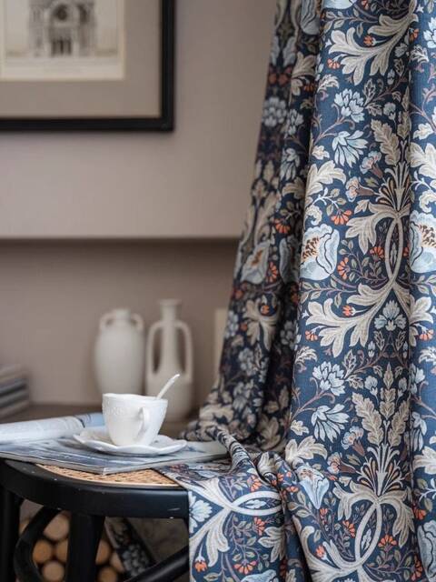 A Pair Of Linen Blend Curtains With William Morris Pattern, Custom Curtain Panel, Living Room Bedroom Curtains, Custom Made, Room Divider - image 1