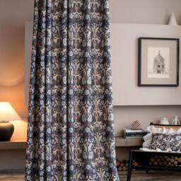 A Pair Of Linen Blend Curtains With William Morris Pattern, Custom Curtain Panel, Living Room Bedroom Curtains, Custom Made, Room Divider - thumbnail 3