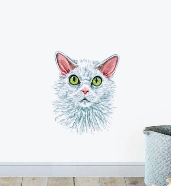 White Selkirk Rex Wall Sticker Decal - Dogs & Pets Stickers, Art, Decals, Kids Animals Decals