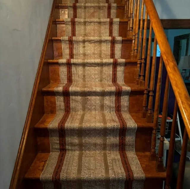 Hand Block Printed Cotton Stair Runner Rug - Custom Size Area - image 1
