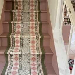 Hand Block Printed Cotton Stair Runner Rug - Custom Size Area - thumbnail 2