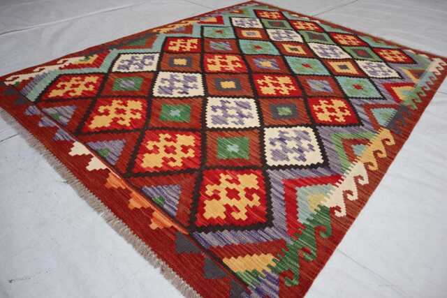 5x7 Ft Flatweave Oriental Rug, New Tribal Turkmen Rug, Kilim Afghan Maimana Vintage Rug For Bedroom, Livingroom - image 1