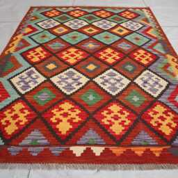5x7 Ft Flatweave Oriental Rug, New Tribal Turkmen Rug, Kilim Afghan Maimana Vintage Rug For Bedroom, Livingroom - thumbnail 3