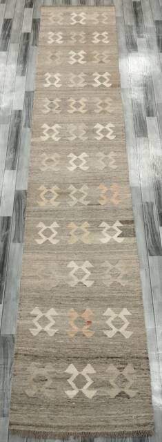 Tribal Runner Rug, Handmade Artisan Afghan Turkish Aztec Navajo Natural Kilim Rug 393x78 cm - image 1