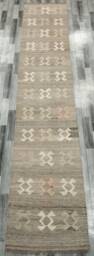Tribal Runner Rug, Handmade Artisan Afghan Turkish Aztec Navajo Natural Kilim Rug 393x78 cm - thumbnail 1