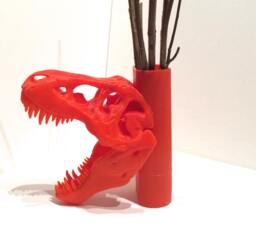 T-Rex Wall Planter/Pen Holder , 3D Printed, Jurassic, Dinosaur, Tyrannosaurus Rex, Rexy, Home Decor, Wall Decor, Skull, Holiday Gift, Hello - thumbnail 1
