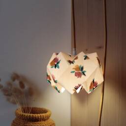 Rosemonde Cocotte Lamp, Portable Lamp, Origami Light Fixture, Lampshade, Origami, Floral Fabric, Bedside Handmade - thumbnail 3