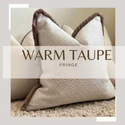Cream Beige Geometric Fringed Cushion Cover Custom Size + Trim Colour - Paris - thumbnail 2