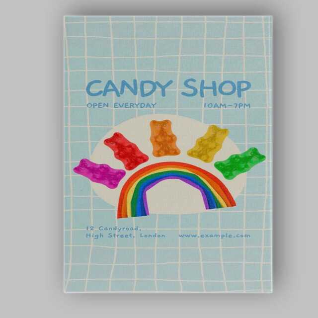 Cute Gummy Bear Rainbow Candy Shop Poster Canvas Wall Art Print Decor Picture Ready To Hang - image 1