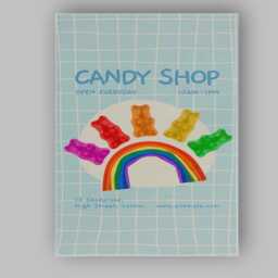 Cute Gummy Bear Rainbow Candy Shop Poster Canvas Wall Art Print Decor Picture Ready To Hang