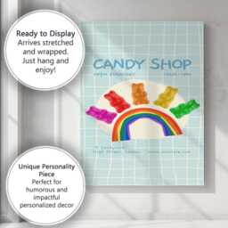 Cute Gummy Bear Rainbow Candy Shop Poster Canvas Wall Art Print Decor Picture Ready To Hang - thumbnail 3