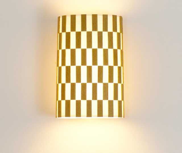 Wall Light Made Of Wood Slats & Linen, An Original Refined Wall Light, Handmade - image 1