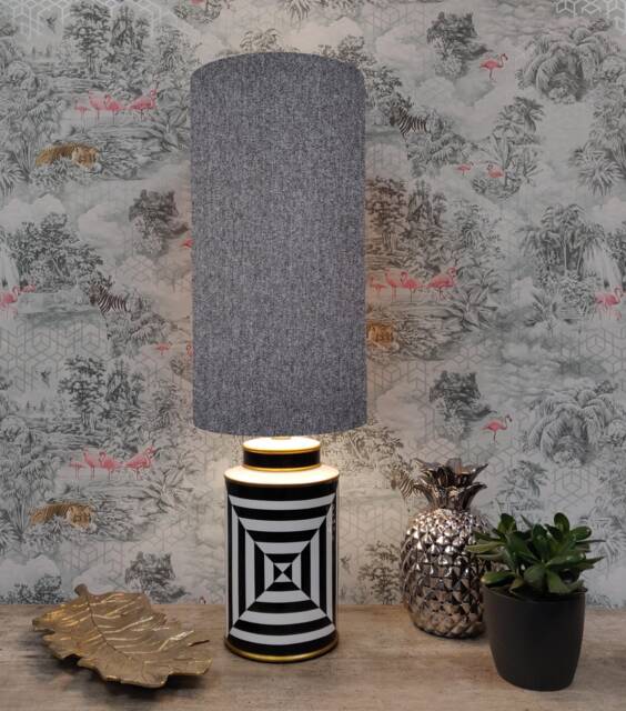 Extra Tall Drum Lampshade in Grey Tweed, 50cm Height - image 1
