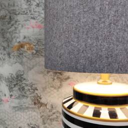 Extra Tall Drum Lampshade in Grey Tweed, 50cm Height - thumbnail 2
