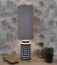 Extra Tall Drum Lampshade in Grey Tweed, 50cm Height - thumbnail 1
