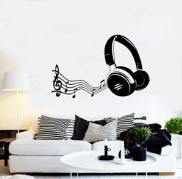 Wall Vinyl Music Headphones Notes Guaranteed Quality Decal Mural Art 1582Dz - thumbnail 1