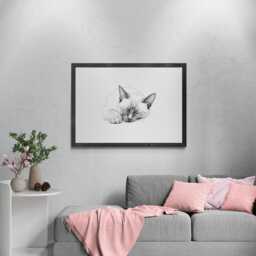 Sleeping Siamese Cat Print, Vintage Sketch, Farmhouse Decor, Gifts - thumbnail 2