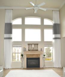 Extra Long Cotton Curtain With Pinch Pleat Top Custom Made Stripes 16-20 Feet Gray/Pure White Free Swatch 2 Story Great Room - thumbnail 1
