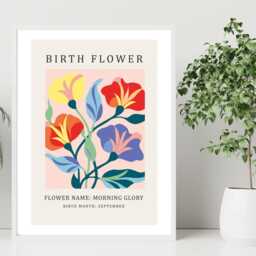 Birth Flower Print September Morning Glory - Birthday Month Poster Botanical Wall Art Gift Idea A5 A4 A3 Framed Or Unframed - thumbnail 3