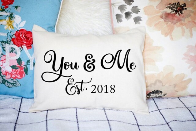 You & Me Personalized Pillow With Your Date, Dated Pillow, 2nd Anniversary Gift For Him - image 1