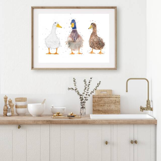 Watercolour Duck Print, Trio Of Prints, Wall Art, Painting, Gifts, Illustration, Country Home Decor, Kitchen Art - image 1