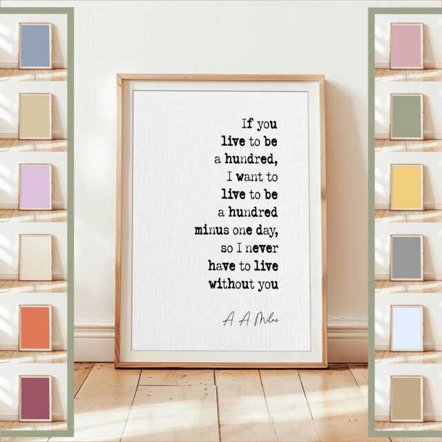 "A Milne Quote Print Different Colours ""If You Live To Be A Hundred" - image 1