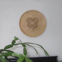 Crystal/Mineral Rock Display Tray. Tri Heart Woodburned Design - thumbnail 4