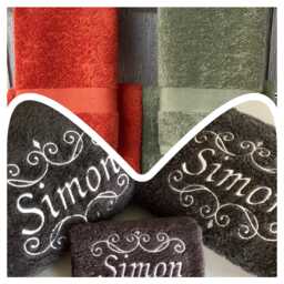 Personalised Monogram Towels Embroidered Scroll Design, 600 Gms Towels, All Sizes, Any Name - thumbnail 2