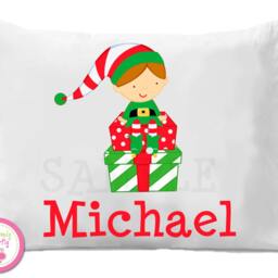 Christmas Girl Elf Pillowcase , Children's Personalized Pillow Case Boy Or - thumbnail 2