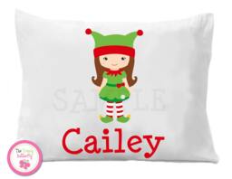 Christmas Girl Elf Pillowcase , Children's Personalized Pillow Case Boy Or - thumbnail 1