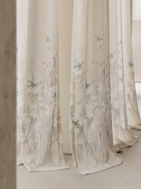 Sweeney Print Linen Sheer Curtain, Floral Privacy Curtain Panel For Bedroom & Livingroom, Extra Long 1Pc - image 1