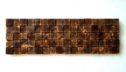 "Rustic Wood Mosaic Wall Art Geometric Farmhouse Decor - 38""x 12" - thumbnail 1