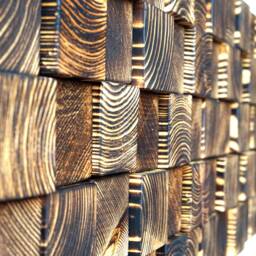 "Rustic Wood Mosaic Wall Art Geometric Farmhouse Decor - 38""x 12" - thumbnail 3